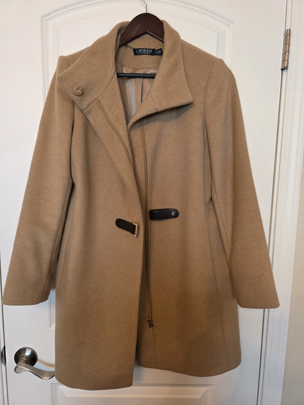 Ralph Lauren Camel Wool-Blend Toggle Coat